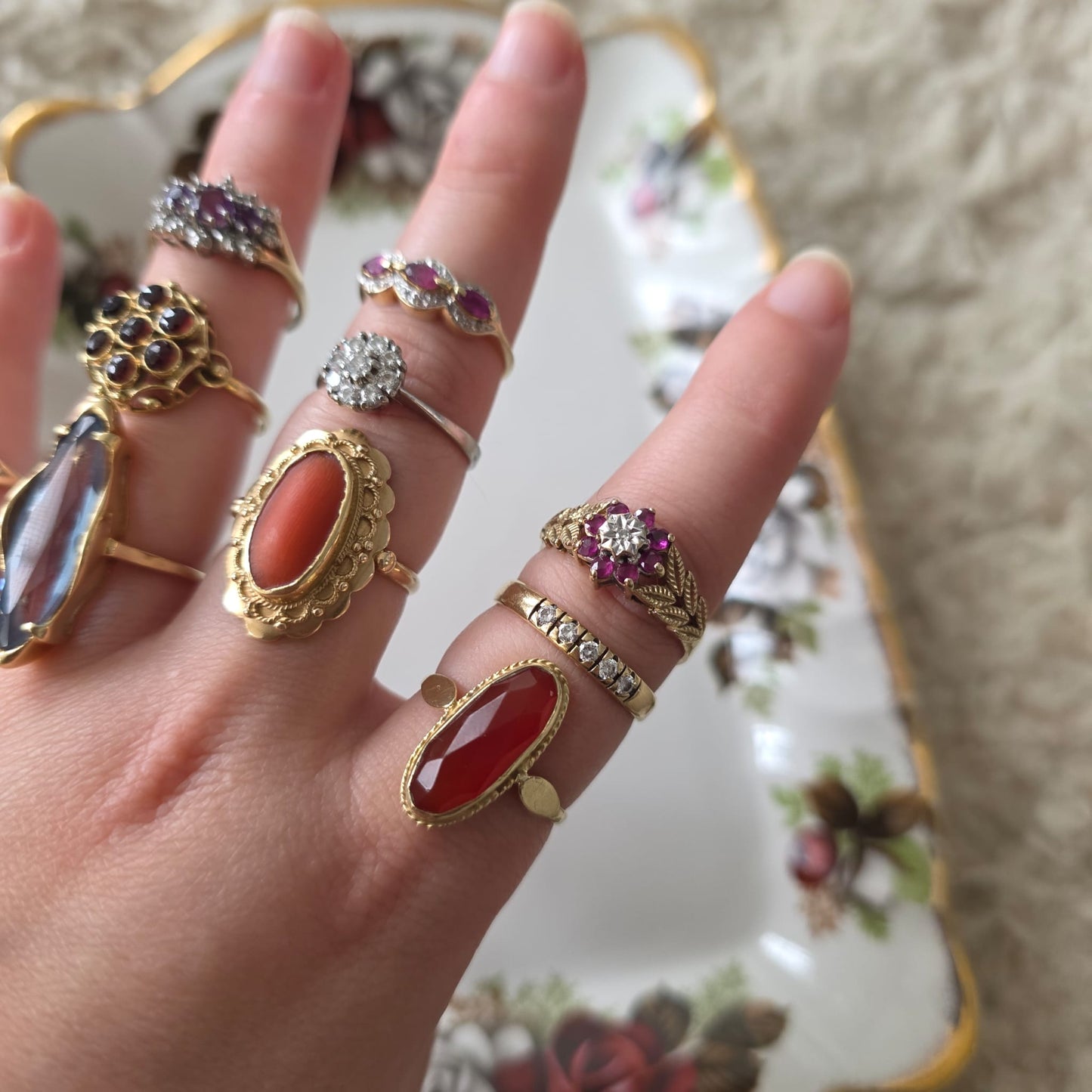 Vintage 14k gouden ring met carneool