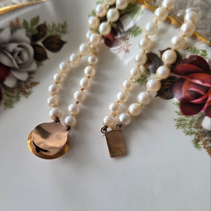 Antieke 14k rosé gouden parel armband