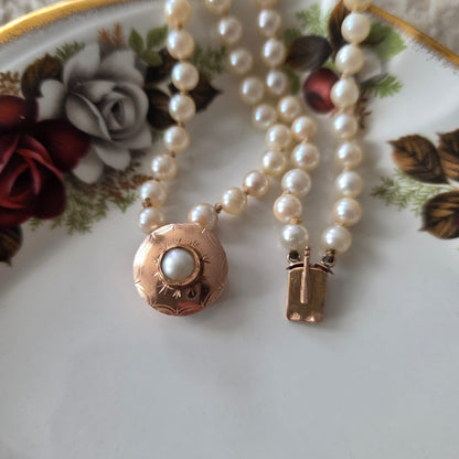 Antieke 14k rosé gouden parel armband