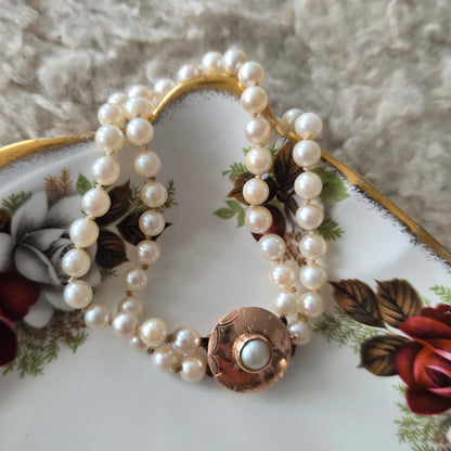 Antieke 14k rosé gouden parel armband