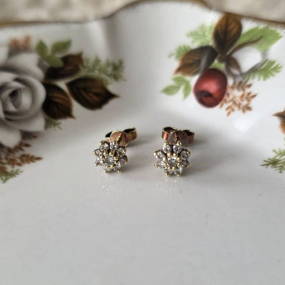 Vintage 14k gouden oorstekers diamant
