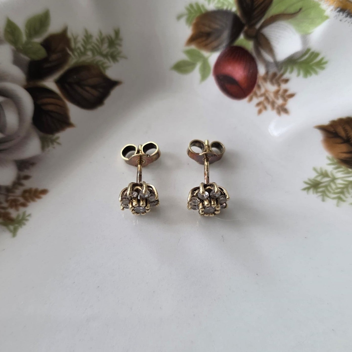 Vintage 14k gouden oorstekers diamant