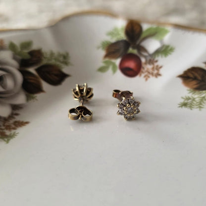 Vintage 14k gouden oorstekers diamant