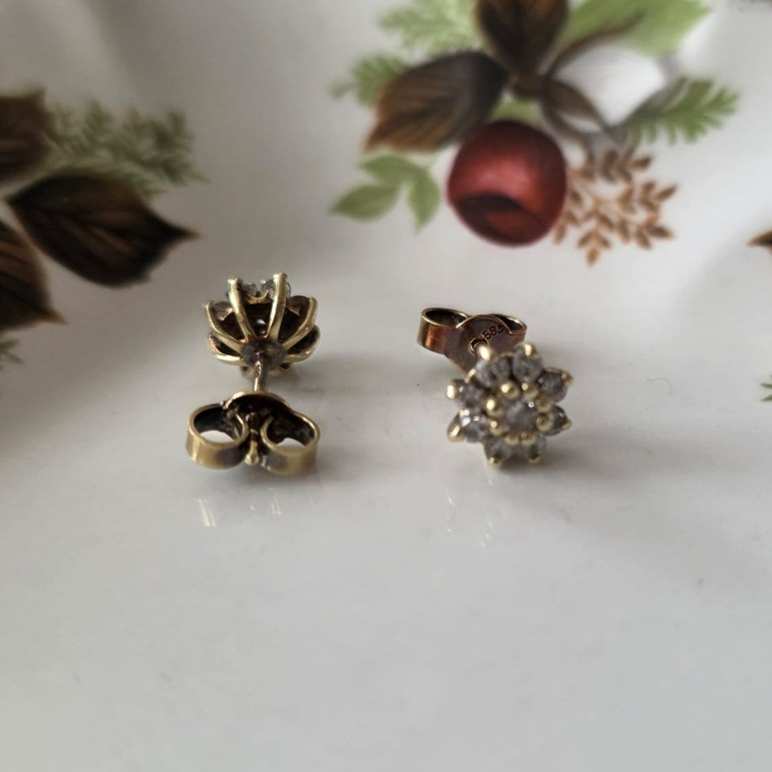 Vintage 14k gouden oorstekers diamant