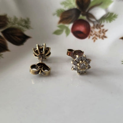 Vintage 14k gouden oorstekers diamant