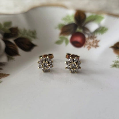 Vintage 14k gouden oorstekers diamant