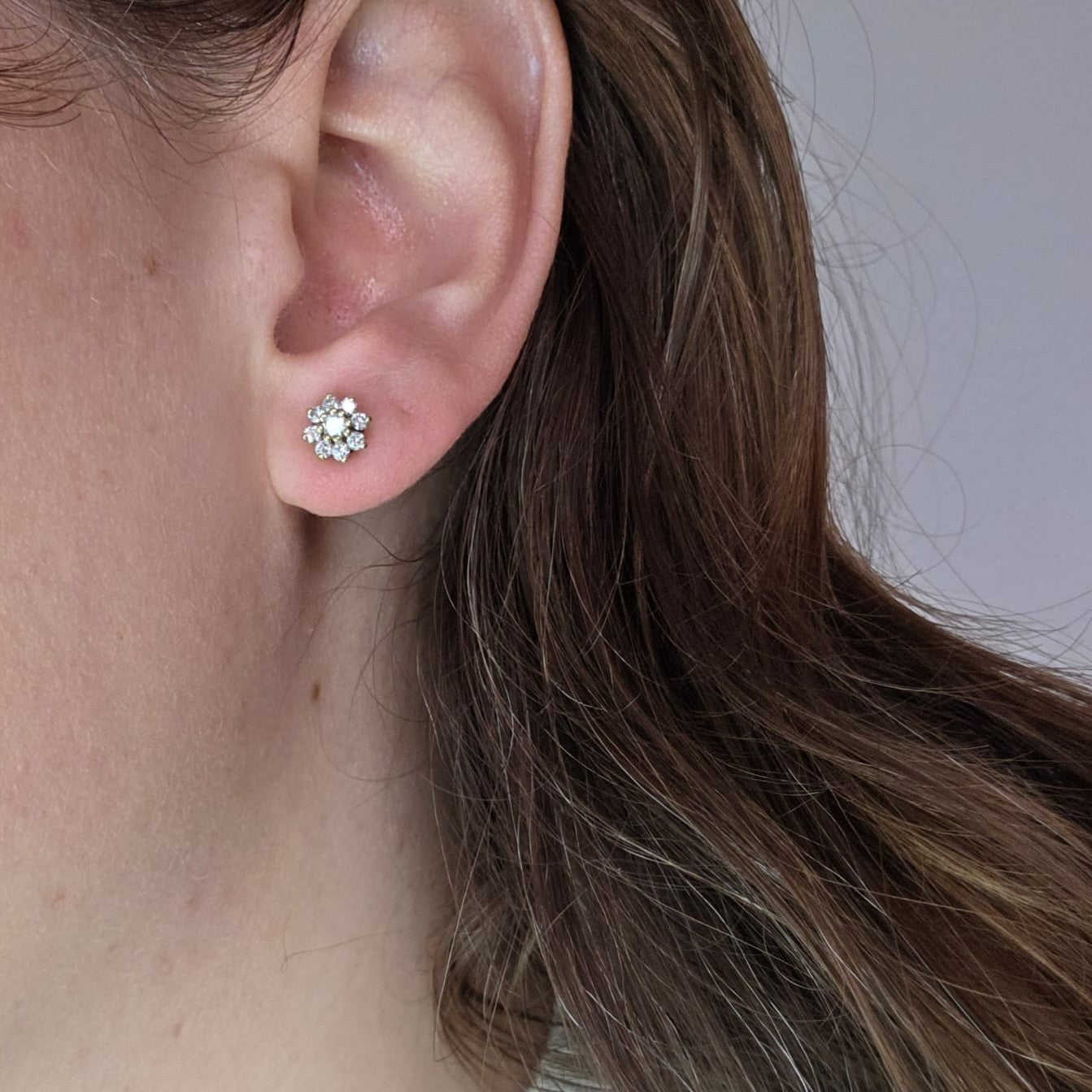 Vintage 14k gouden oorstekers diamant