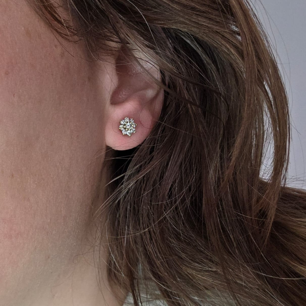 Vintage 14k gouden oorstekers diamant