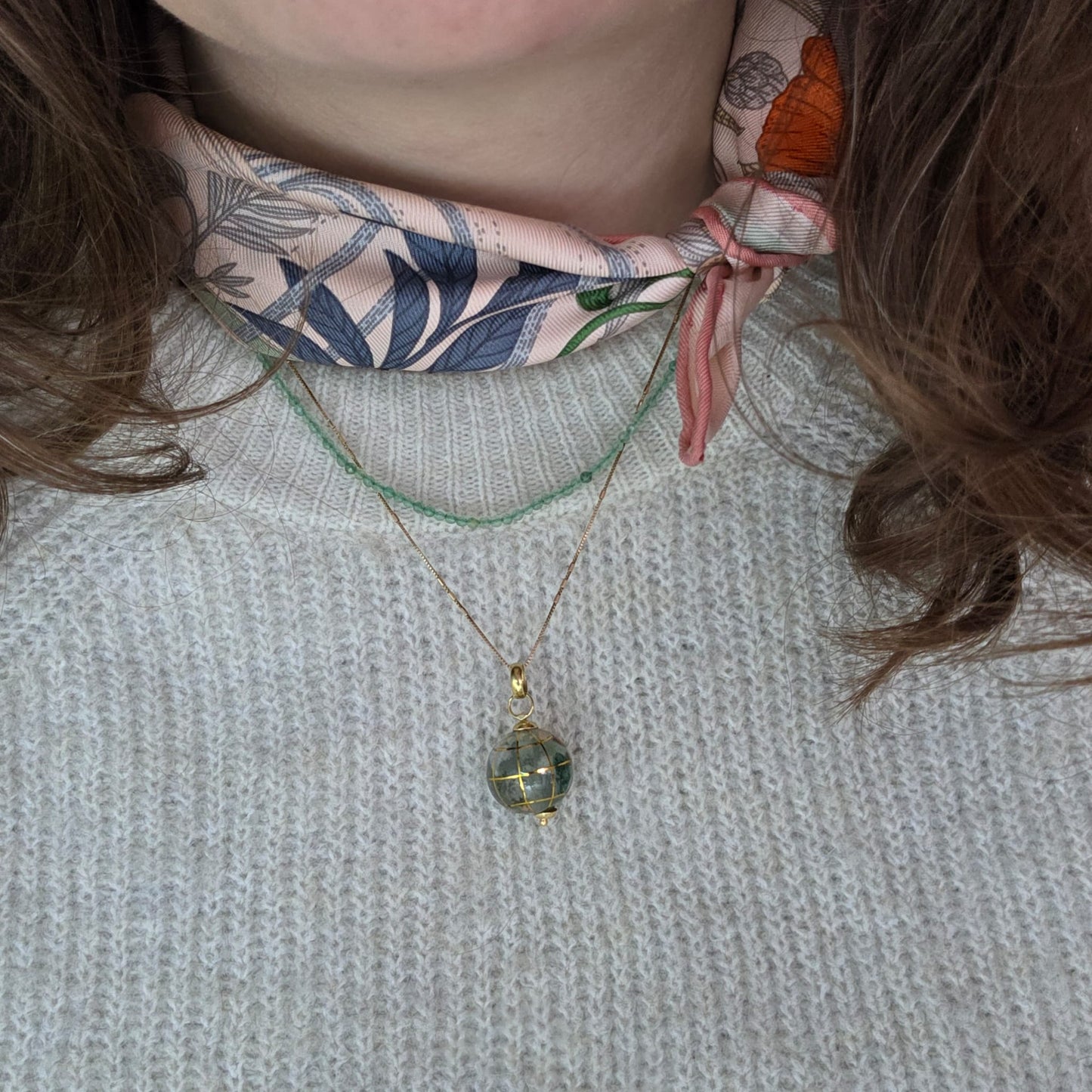 Vintage 18k gouden hanger wereldbol