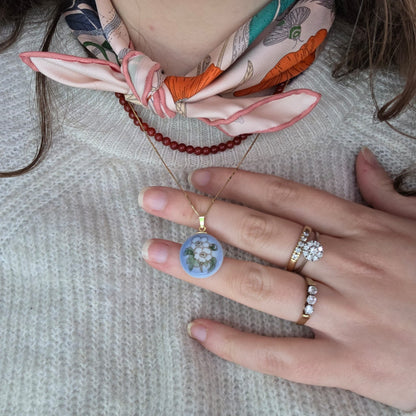 Vintage 14k wit gouden verlovingsring met 9 diamanten