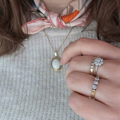 Vintage 14k gouden ring met 3 diamanten