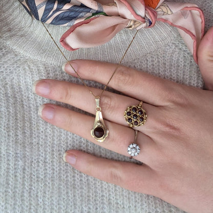 Vintage 14k gouden hanger met carneool drup