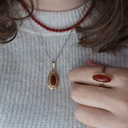 Vintage 14k gouden ring met carneool