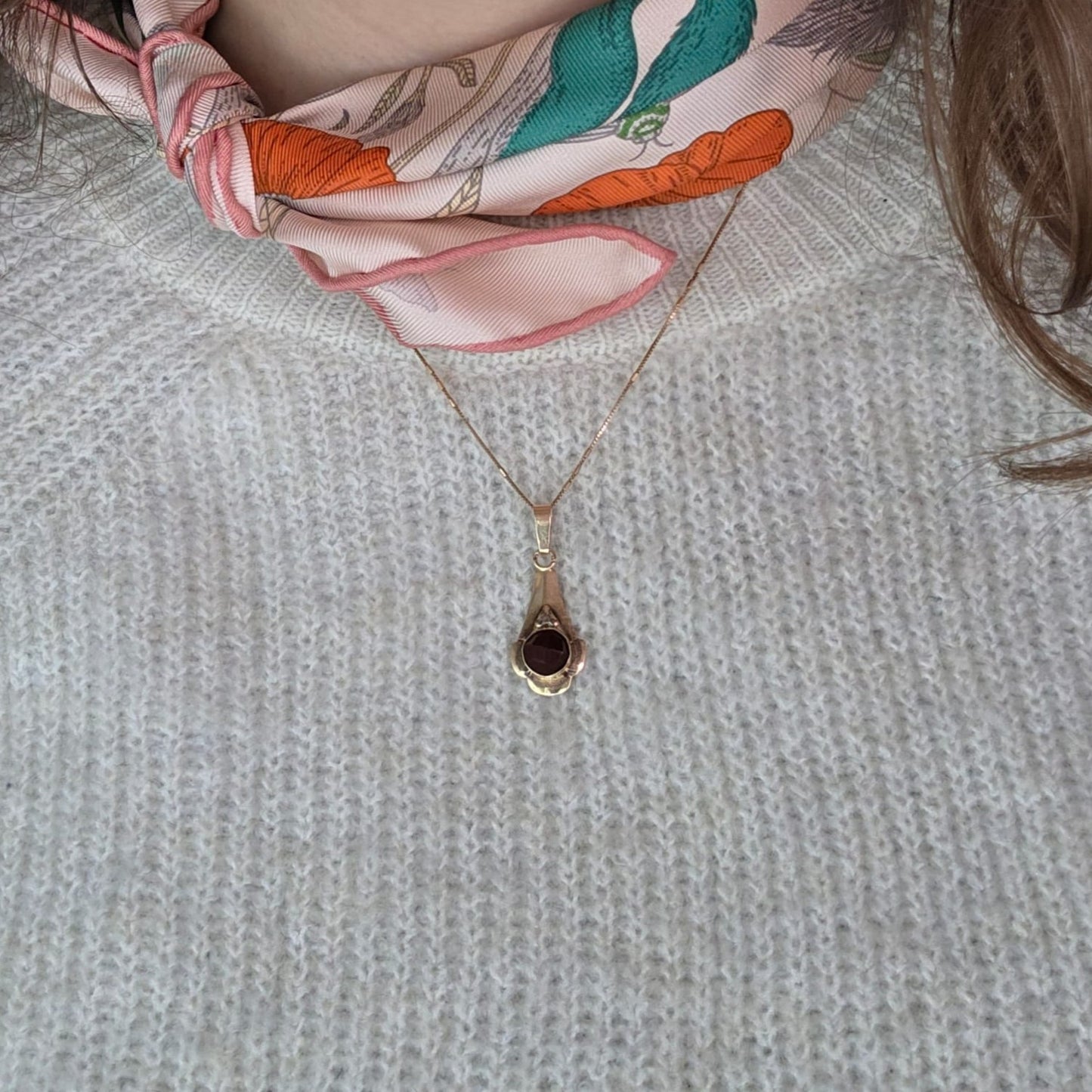 Vintage 14k gouden hanger met carneool drup