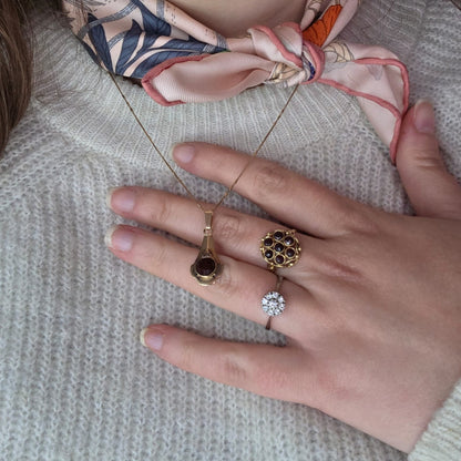 Vintage 14k gouden hanger met carneool drup