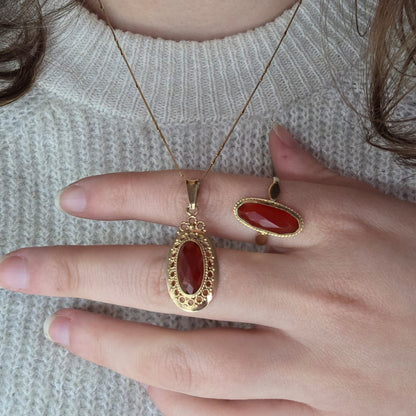Vintage 14k gouden ring met carneool