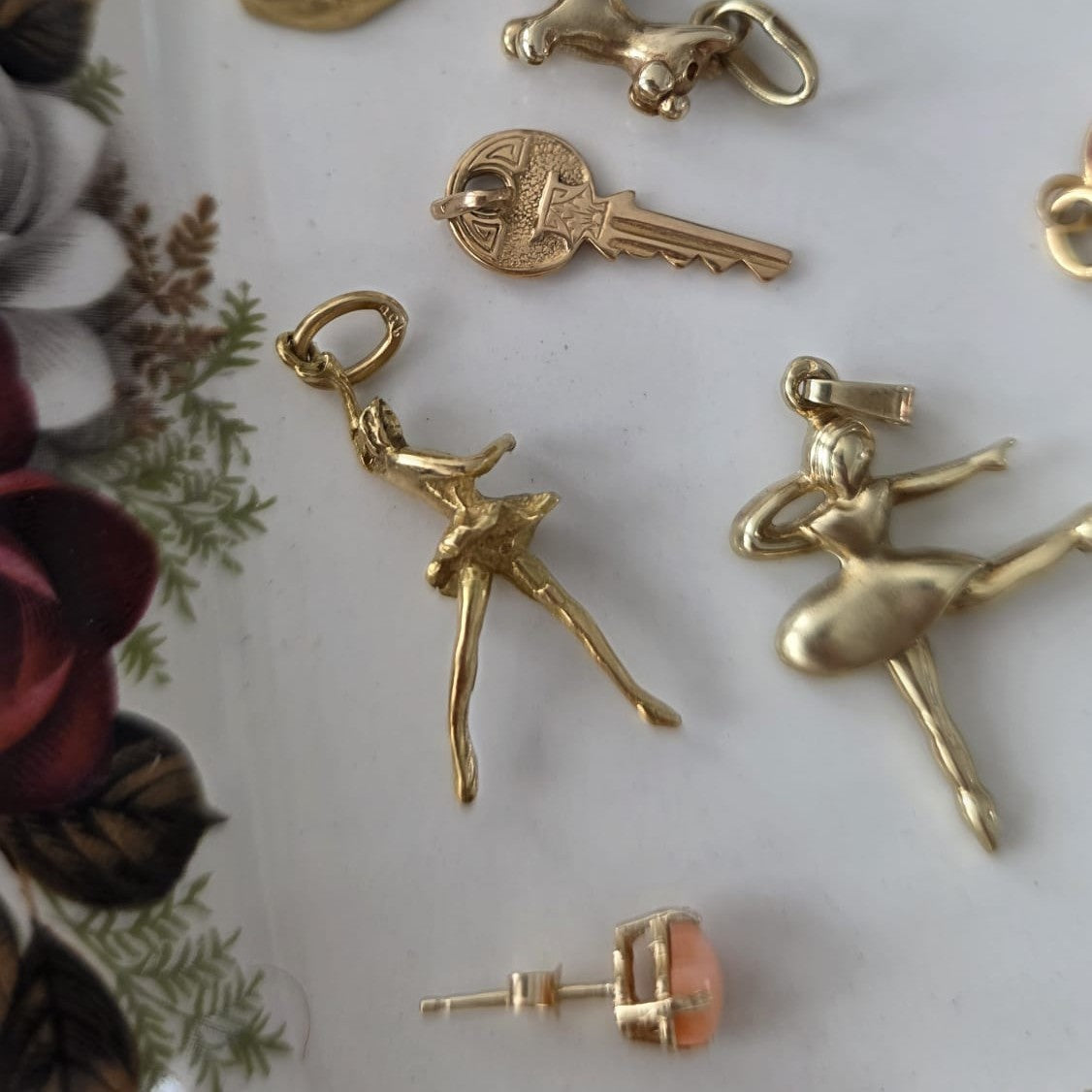 Vintage 14k gouden hanger ballerina