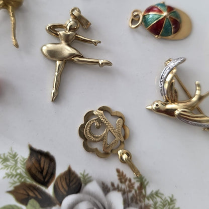 Vintage 14k gouden hanger ballerina