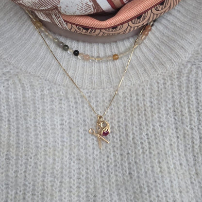 Vintage 18k gouden hanger roze granaat