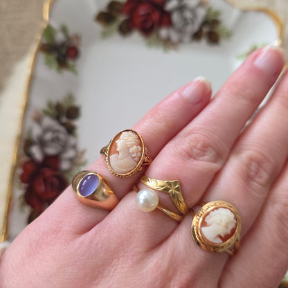 Vintage 18k gouden ring camee