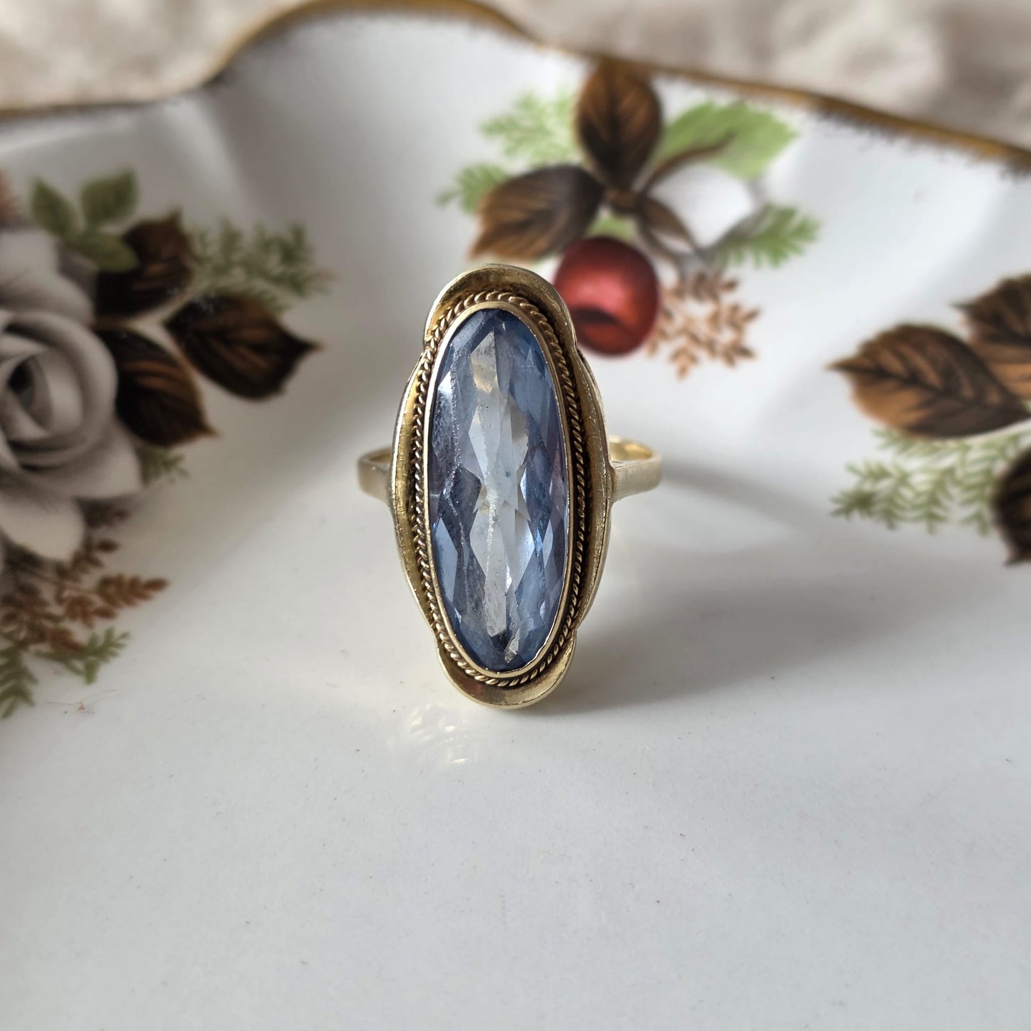 Vintage 14k gouden ring topaas statement