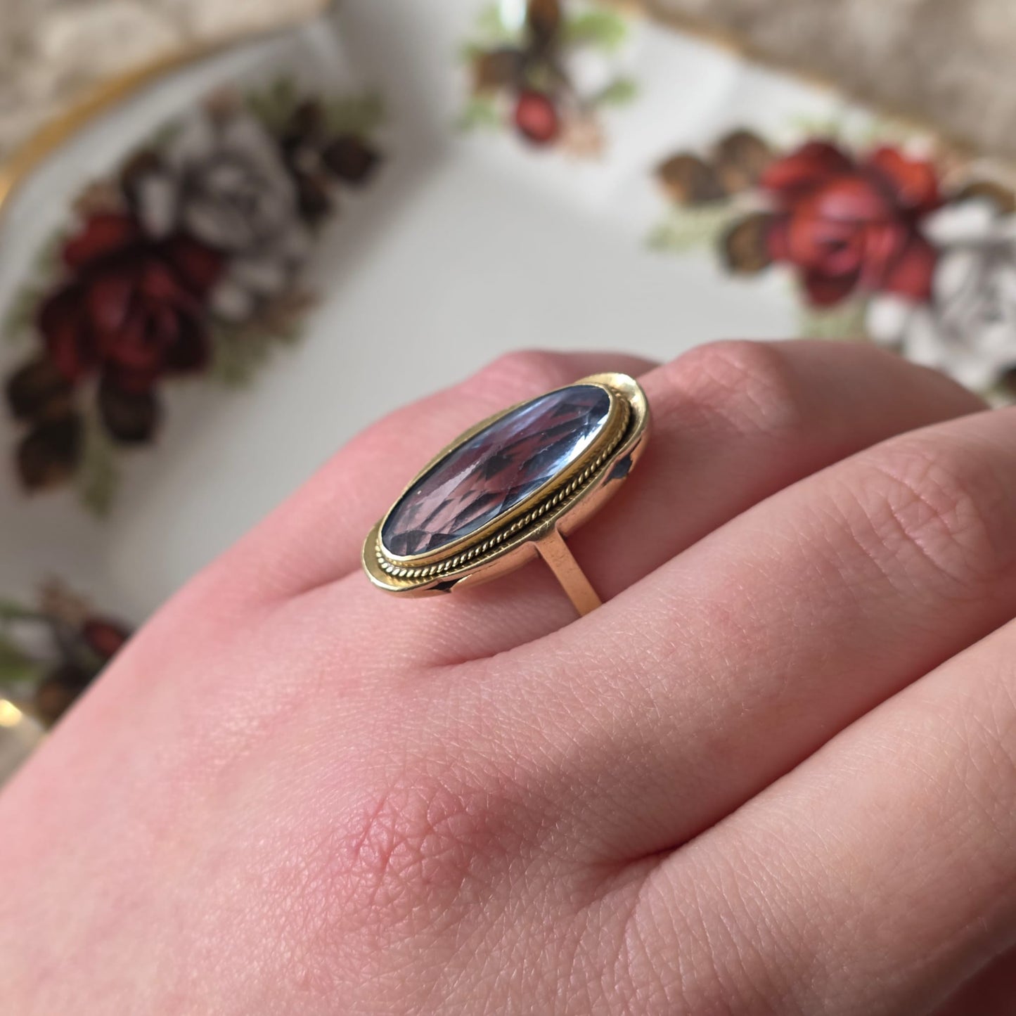 Vintage 14k gouden ring topaas statement