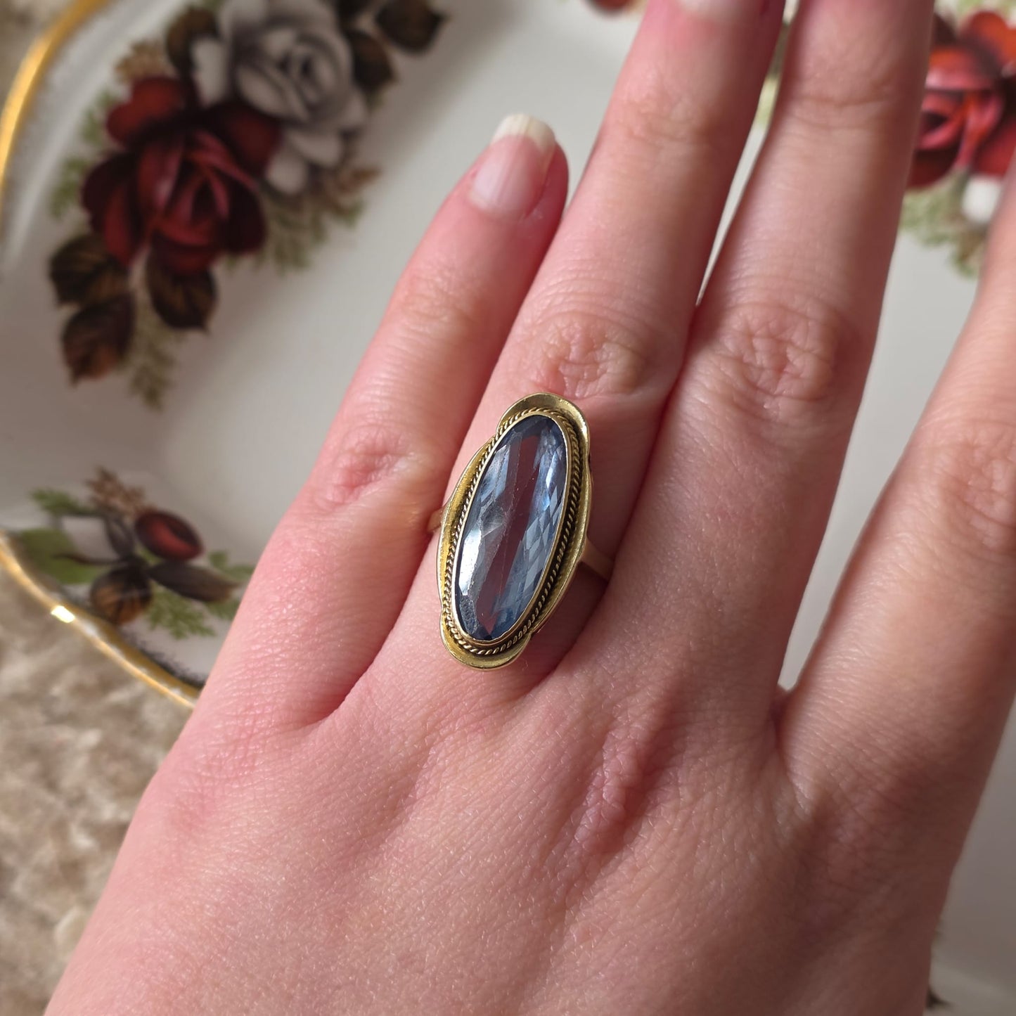 Vintage 14k gouden ring topaas statement