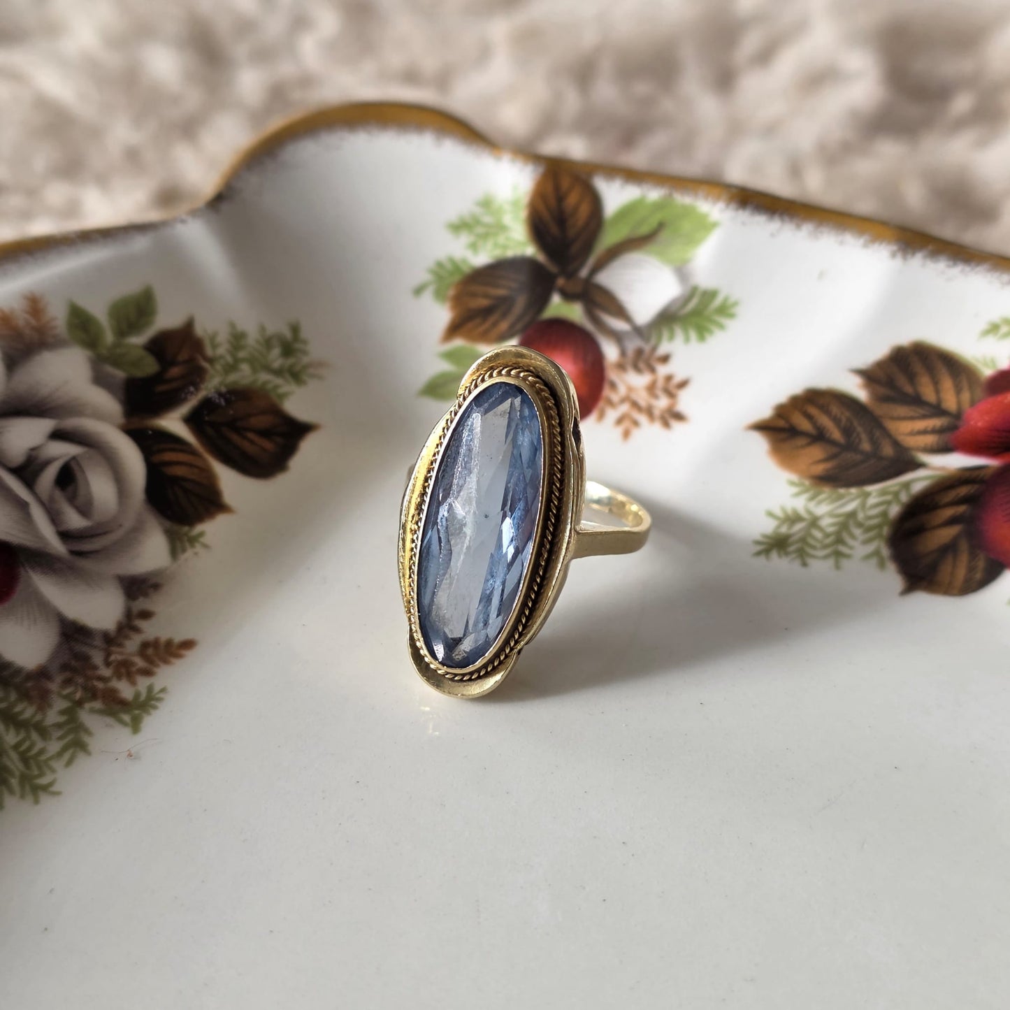 Vintage 14k gouden ring topaas statement