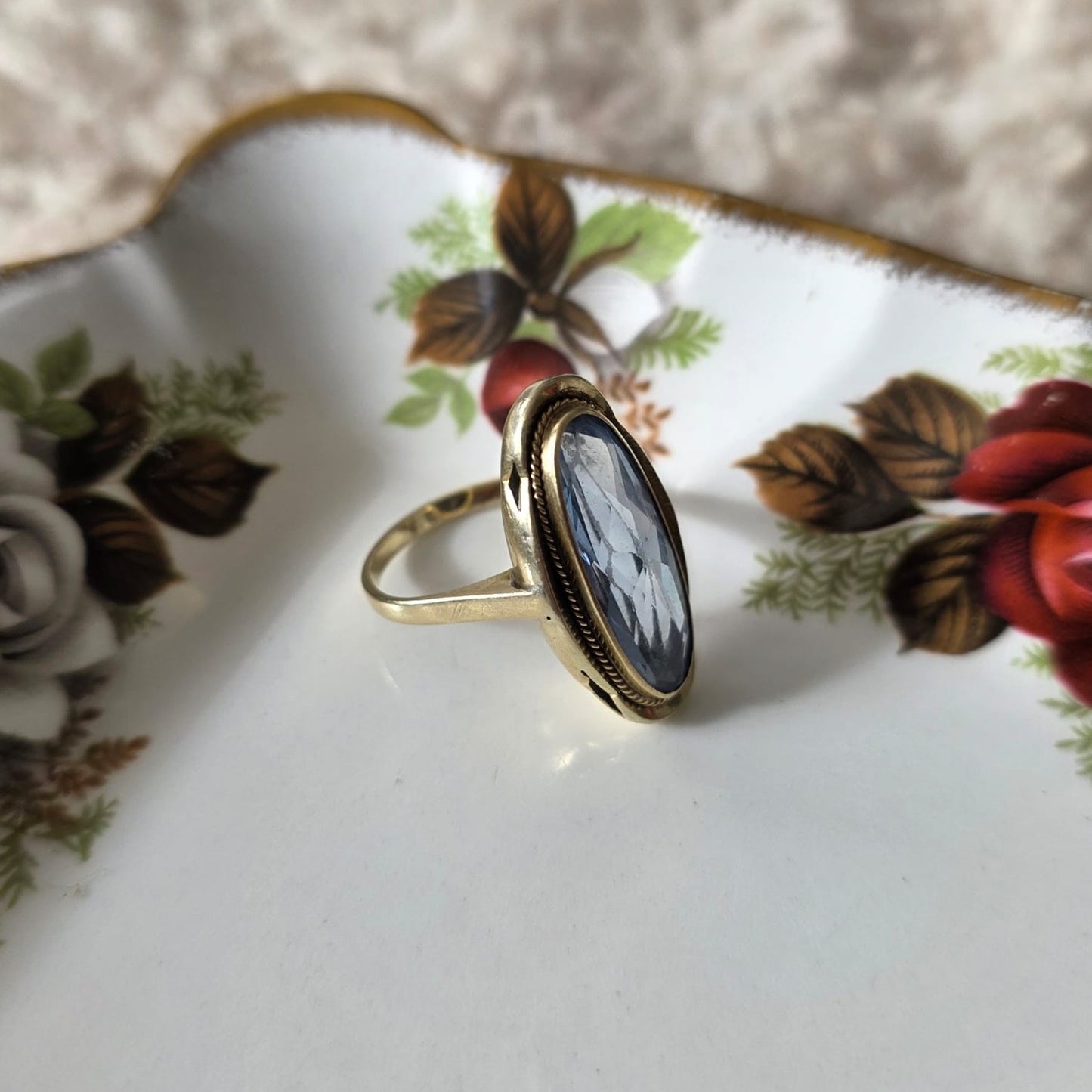 Vintage 14k gouden ring topaas statement