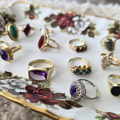 Vintage 14k gouden zegel ring met alexandriet