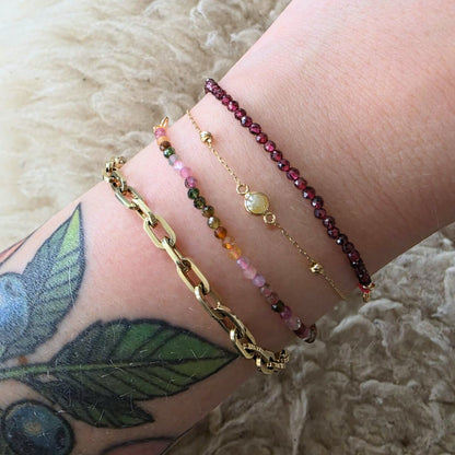14k goud en granaat edelsteen armband