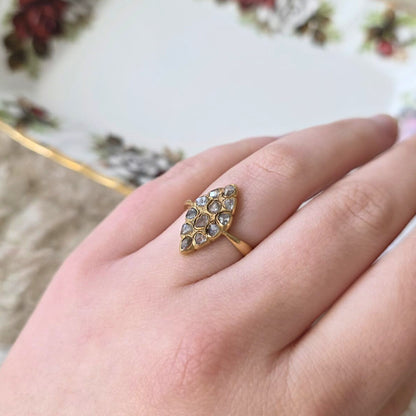 Antieke gold filled ring met roos geslepen diamanten