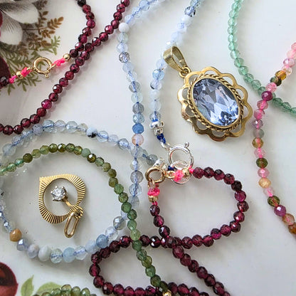 14k goud en granaat edelsteen ketting