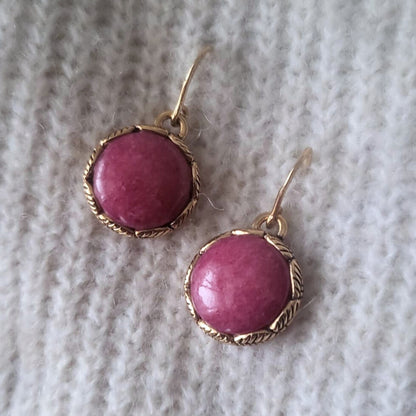 Barse Brons Oorhangers Blad Motief Roze Aventurien