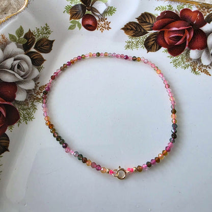 14k goud en mix toermalijn edelsteen armband