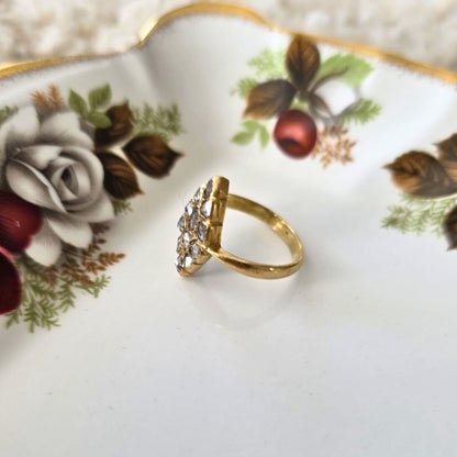 Antieke gold filled ring met roos geslepen diamanten