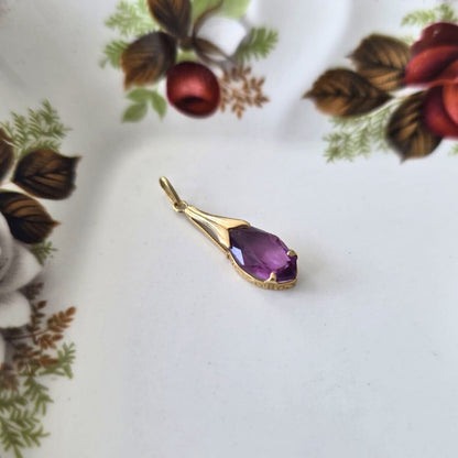 Vintage 14k gouden hanger amethist
