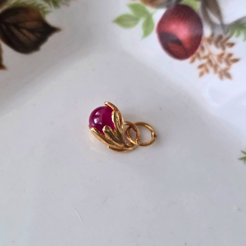 Vintage 18k gouden hanger roze granaat