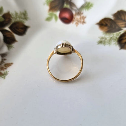 Vintage 18k gouden (pink) ring met opaal