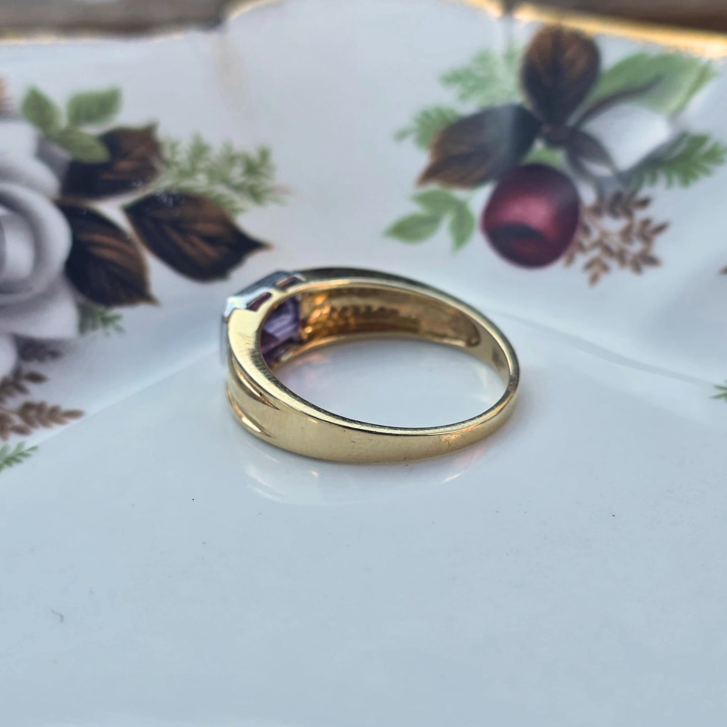 Vintage 14k gouden ring amethist baguette