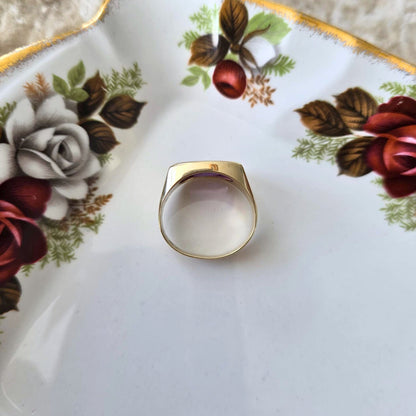 Vintage 14k gouden zegel ring met alexandriet