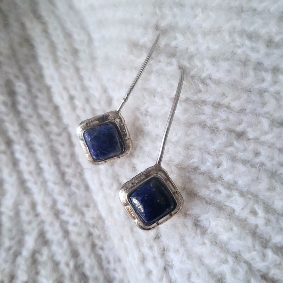 Barse Zilver Oorhangers Lapis Lazuli