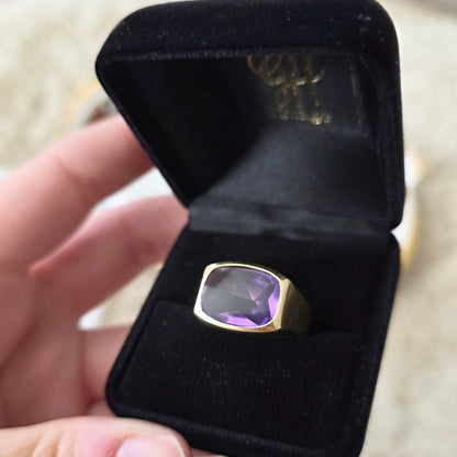 Vintage 14k gouden zegel ring met alexandriet