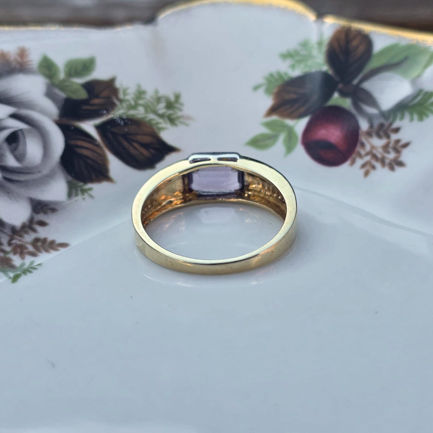 Vintage 14k gouden ring amethist baguette