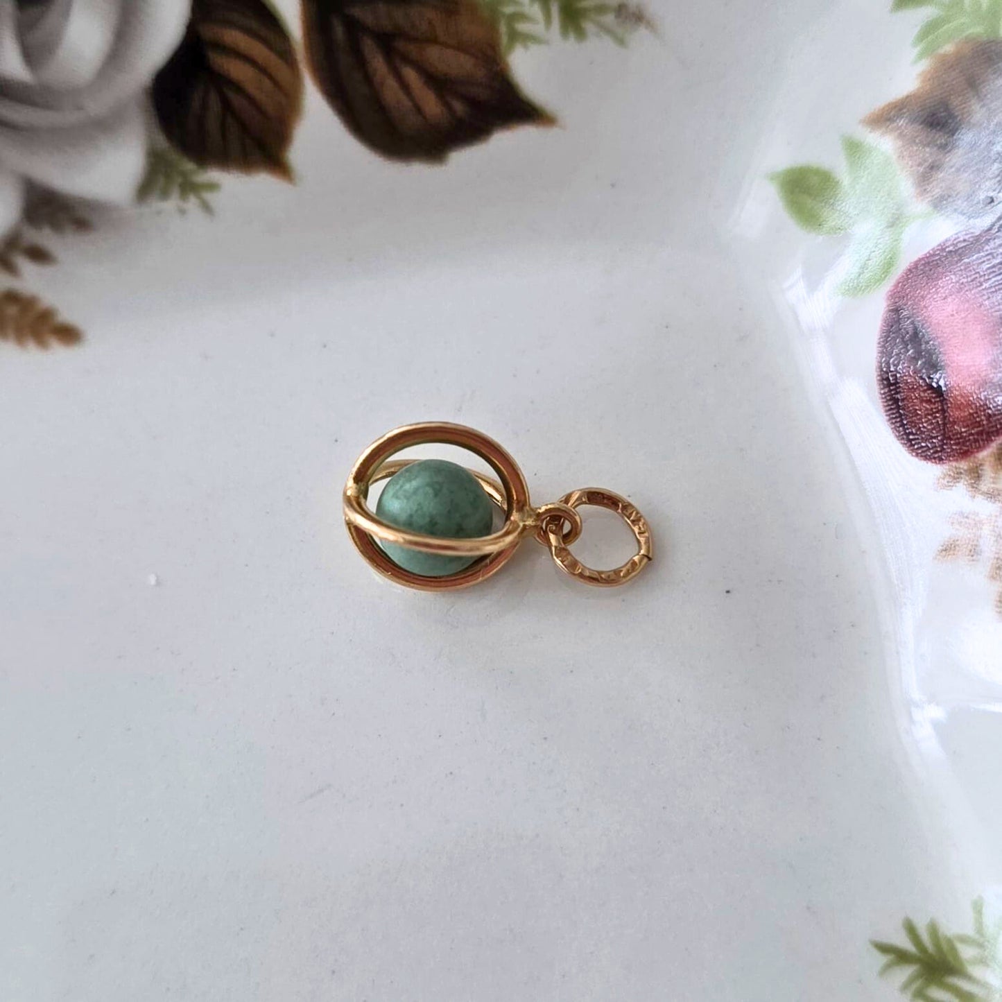 Vintage 18k gouden hanger groene jaspis