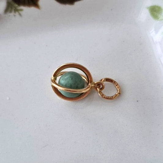 Vintage 18k gouden hanger groene jaspis
