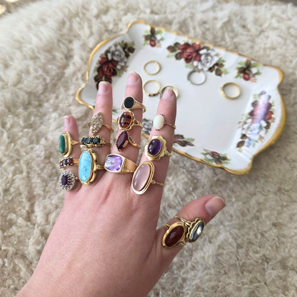 Vintage 14k gouden ring met malachiet
