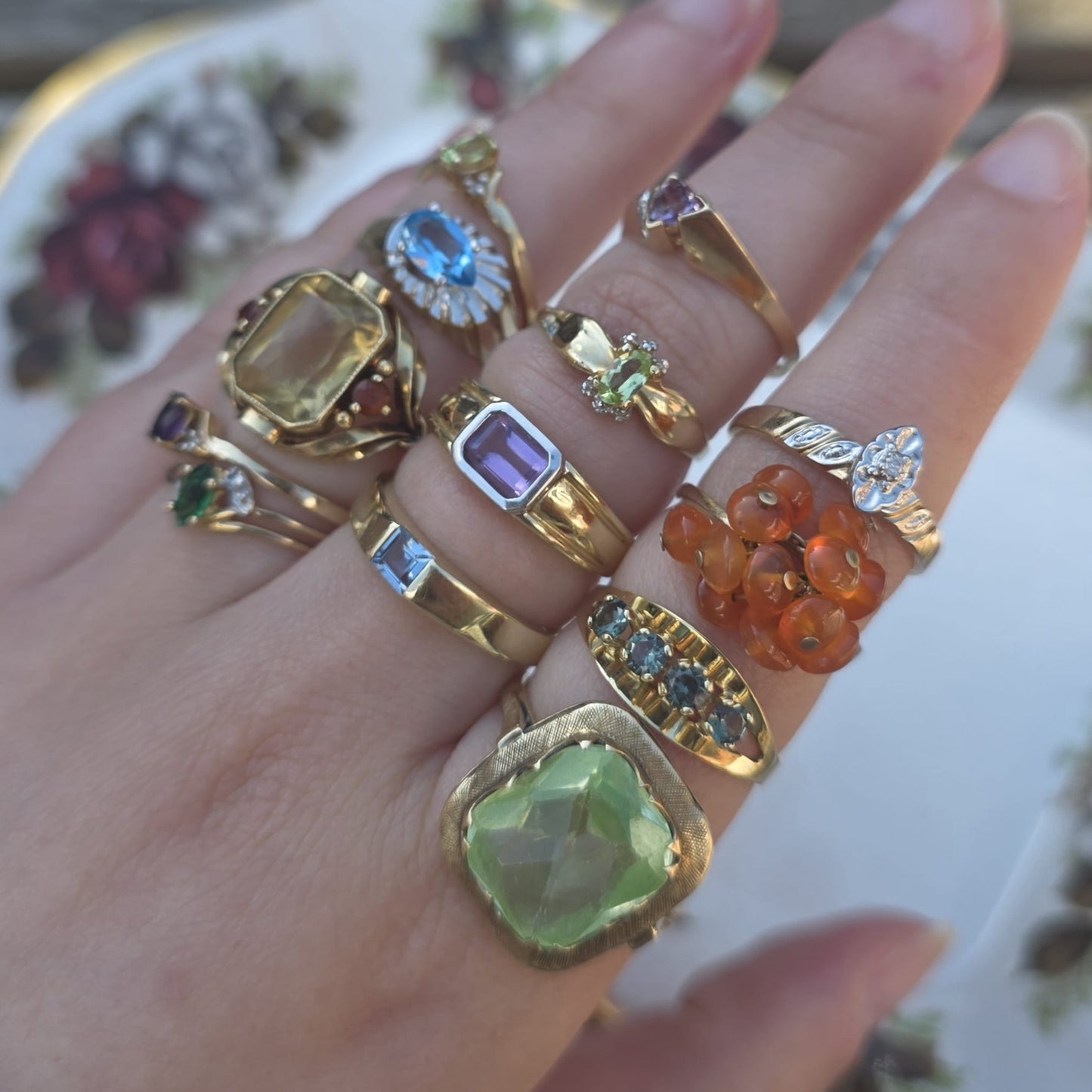 Vintage 14k gouden ring amethist baguette