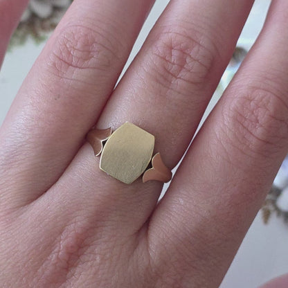 Vintage 14k gouden ring medaillon compartiment