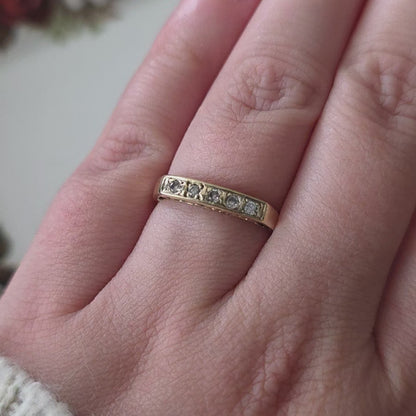 Vintage 14k gouden ring met diamanten en krullen